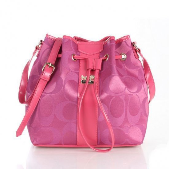 Coach Drawstring Medium Pink Shoulder Bags FCC | Coach Outlet Canada - Click Image to Close